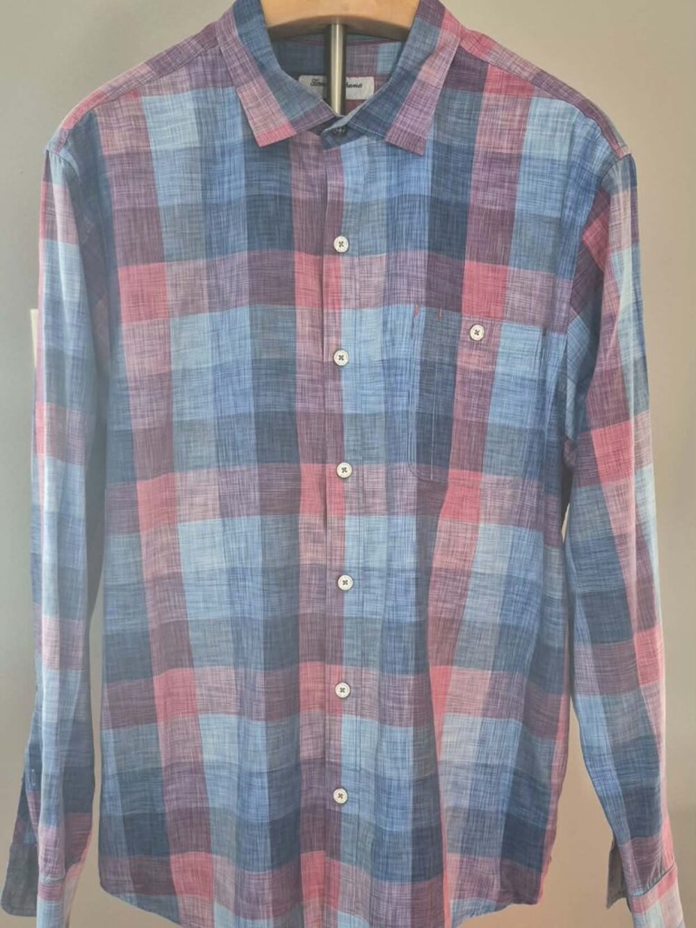 Tommy Bahama Tortola Long Sleeve Button Up Shirt Mens XL Blue Pink Plaid